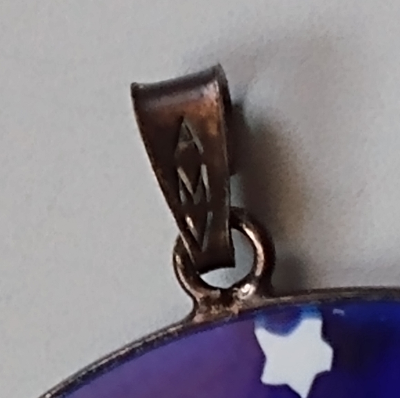 Antica Murrina Venezia Italian Murano Glass Blue Sky Stars Moon 2 Inch Pendant - Picture 6 of 8